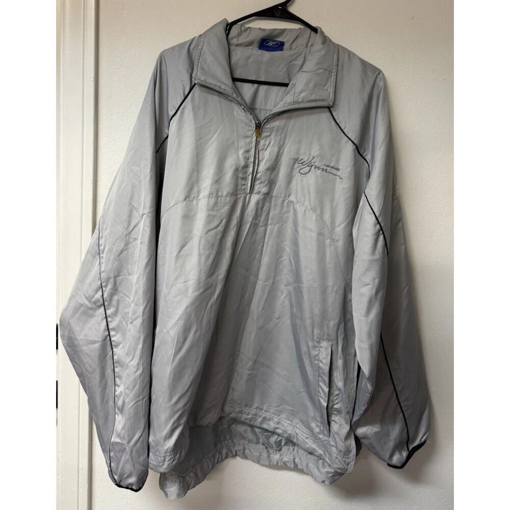 Vintage Reebok Wynn Las Vegas Golf 1/4 Quarter Zip Windbreaker XL Silver/Grey